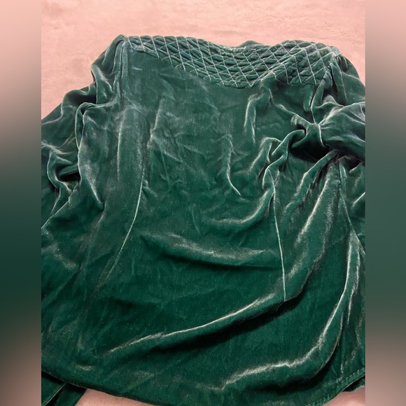 FRAME minimalist silk velvet quilted top size Small dark green - Picture 3 of 8